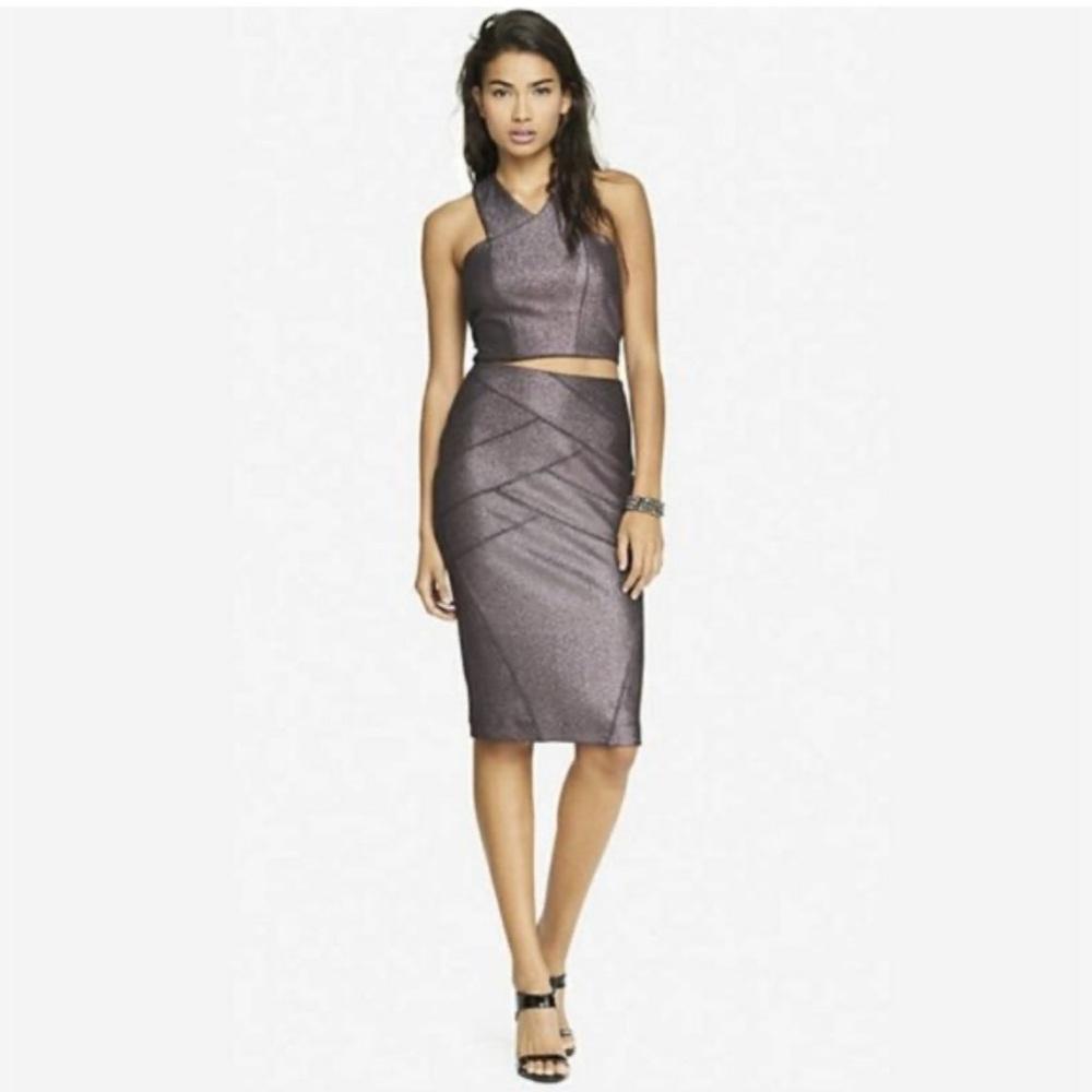 Express Metallic Purple Crop Top